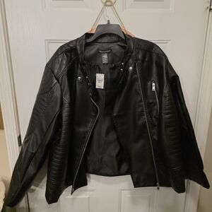 Ashley Stewart Black Faux Leather Outerwear
